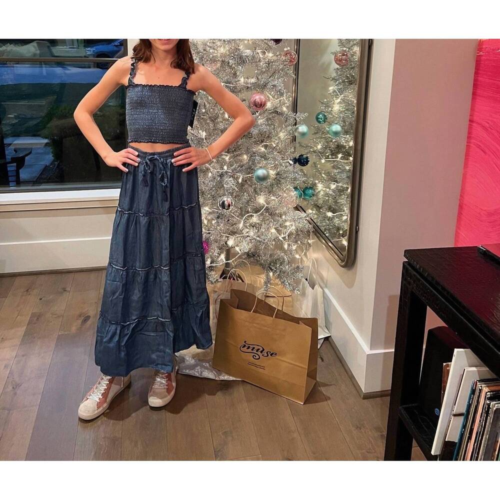 NEW FLOWERS BY ZOE denim maxi set in blue - Picture 1 of 2